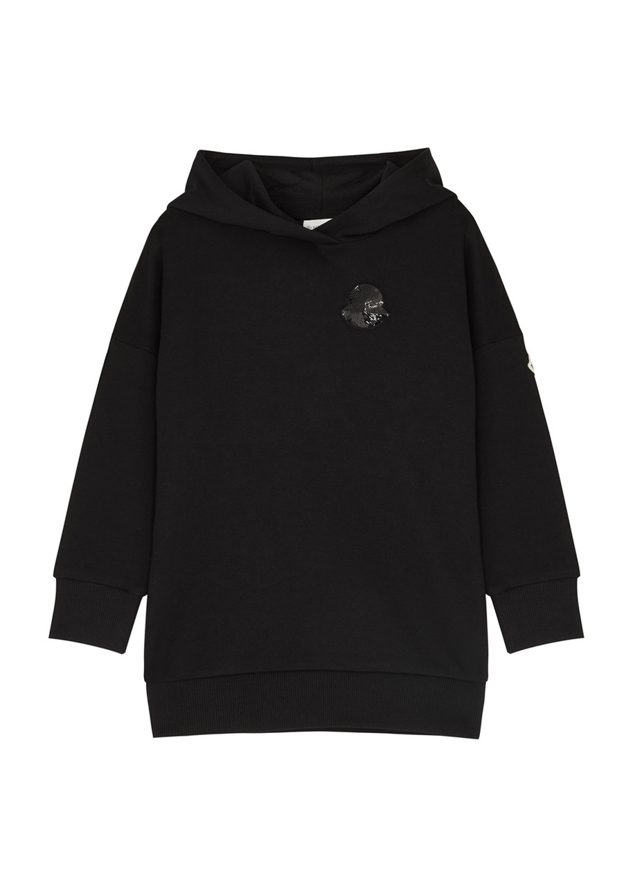 Moncler Kids Black Hooded Cotton Sweatshirt Dress - - yrs