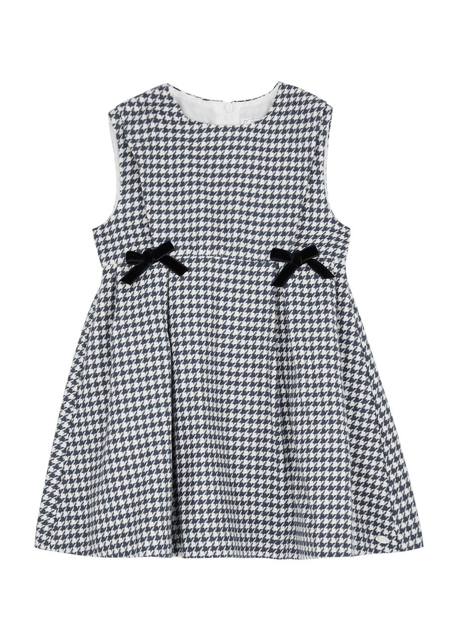 Tartine ET Chocolat Kids Houndstooth Bow-embellished Cotton Dress - Navy & Other