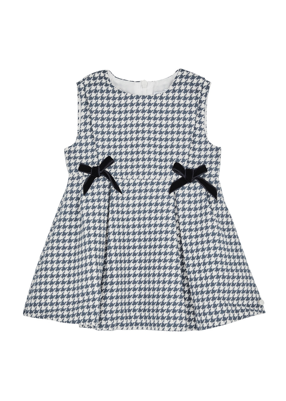 Tartine ET Chocolat Kids Houndstooth Bow-embellished Cotton Dress - Months - Navy & Other