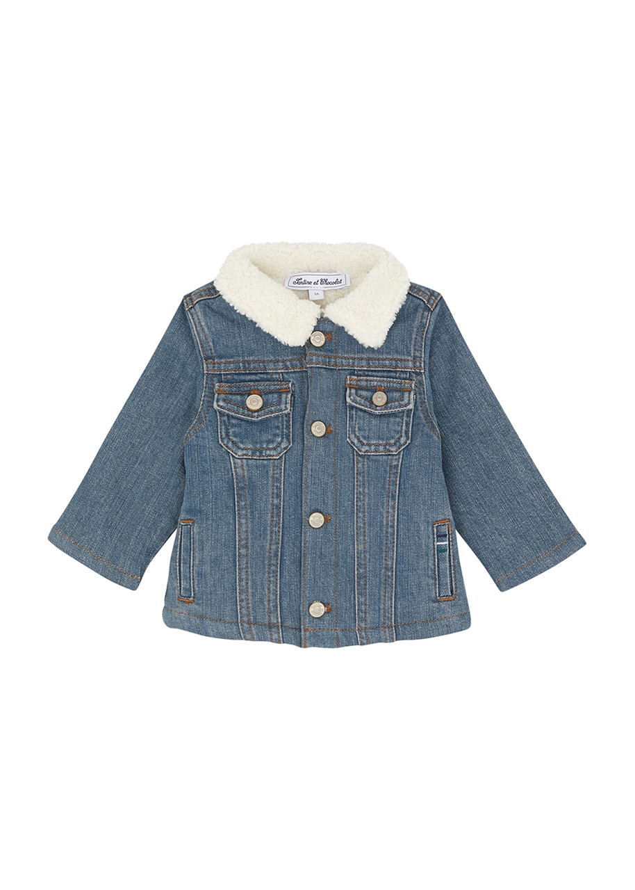 Tartine ET Chocolat Kids Faux Fur-trimmed Denim Jacket - Months