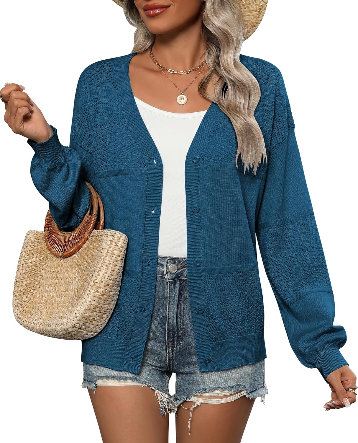 Zeagoo Cardigan Long Sleeve Crochet Shrug Soft Knit Sweater