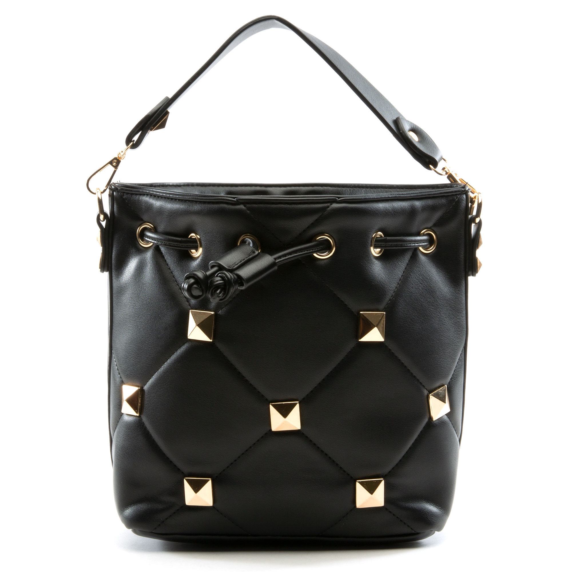 Women Studded Quilt Handbag Black Bags OS Black