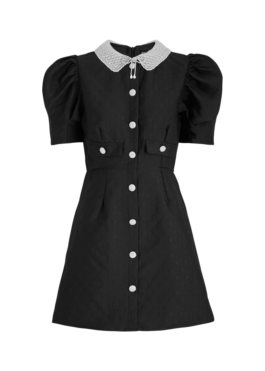 Sister Jane Dallas Heart-jacquard Twill Mini Dress - Black - S