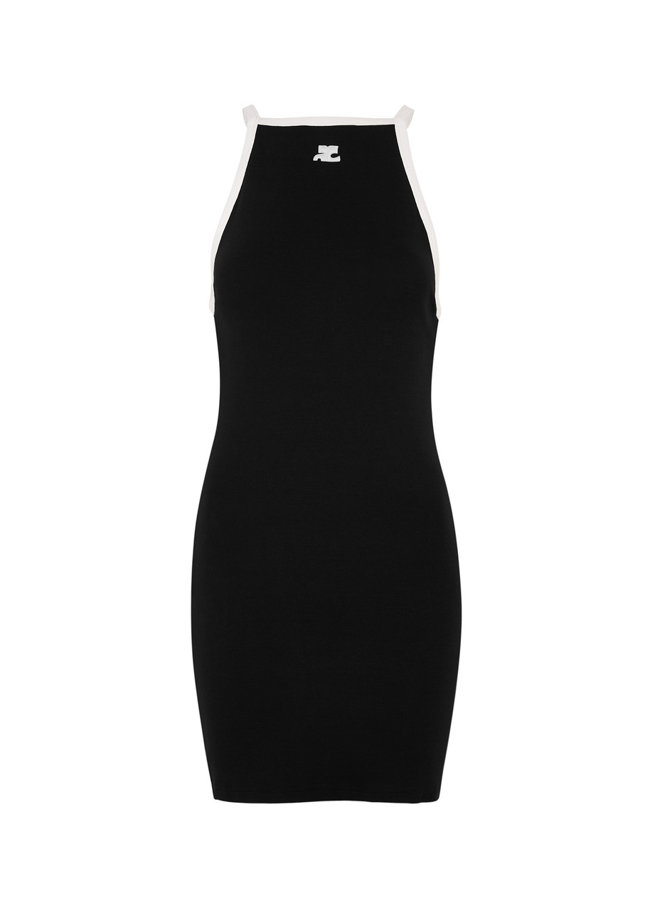 Courrges Logo Cotton Mini Tank Dress - Black And White