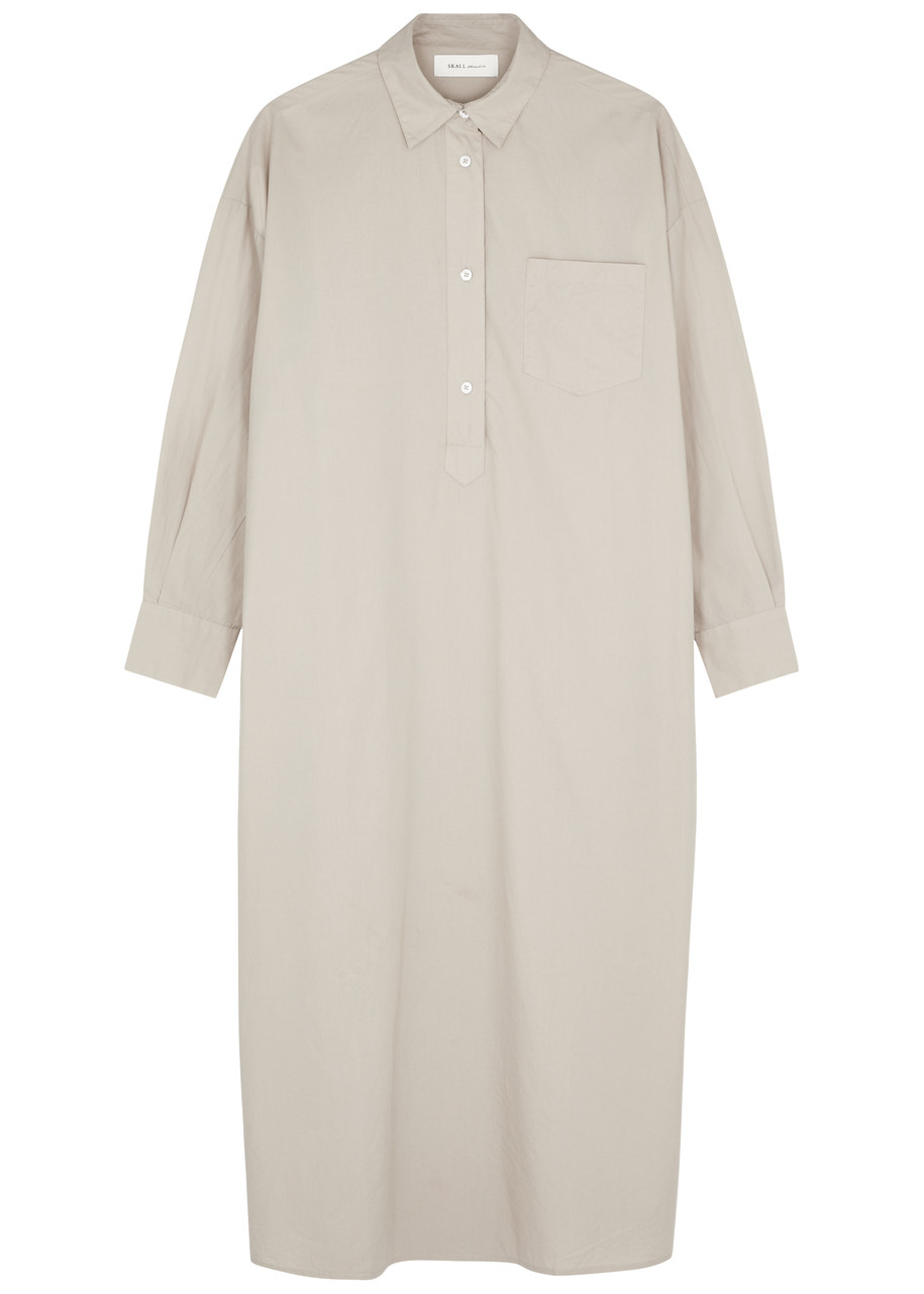Skall Studio Edgar Cotton Midi Shirt Dress - Light Grey