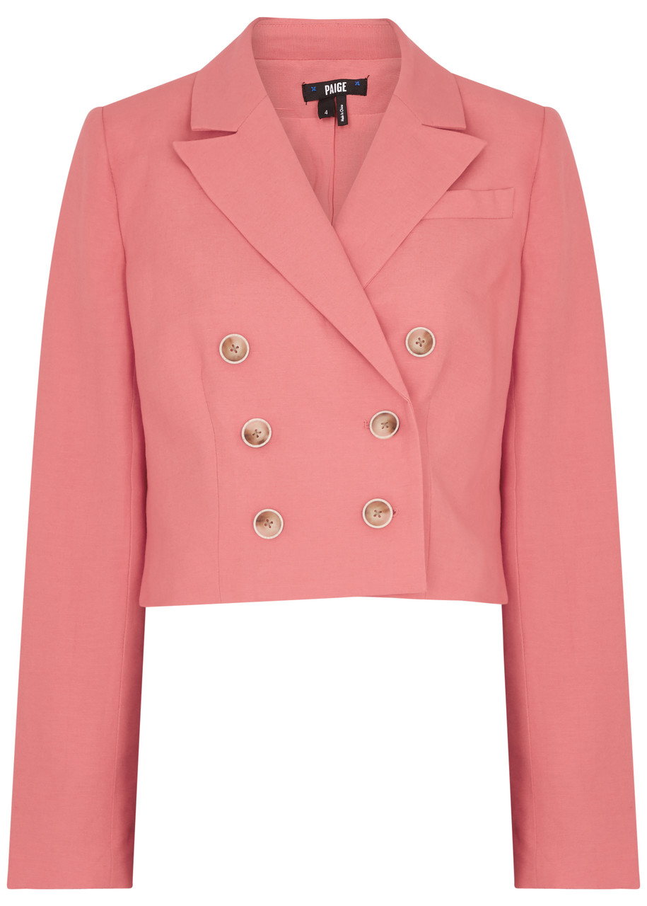 Paige Eclipse Double-breasted Linen-blend Blazer - Pink