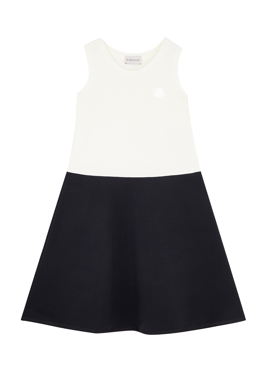 Moncler Kids Two-tone Cotton Dress - - Navy & Other -