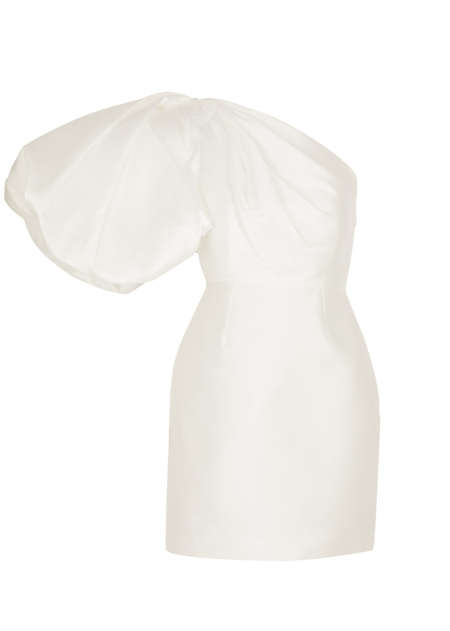 Solace London Hayes One-shoulder Satin Mini Dress - Cream