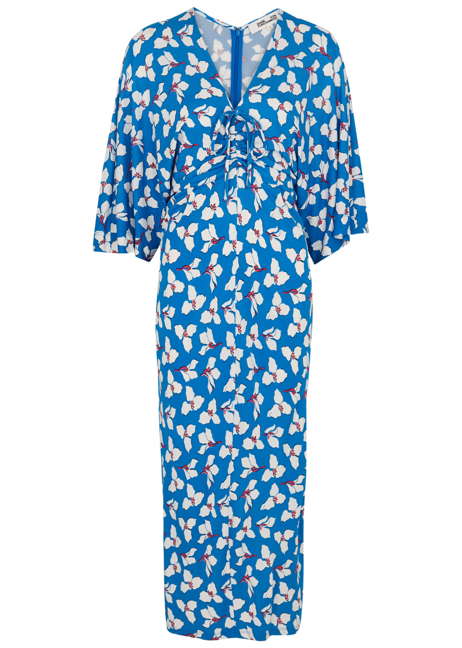 Diane Von Furstenberg Valerie Floral-print Jersey Midi Dress - Blue