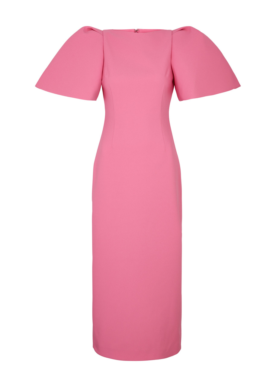 Solace London Loral Puff-sleeve Midi Dress - Pink