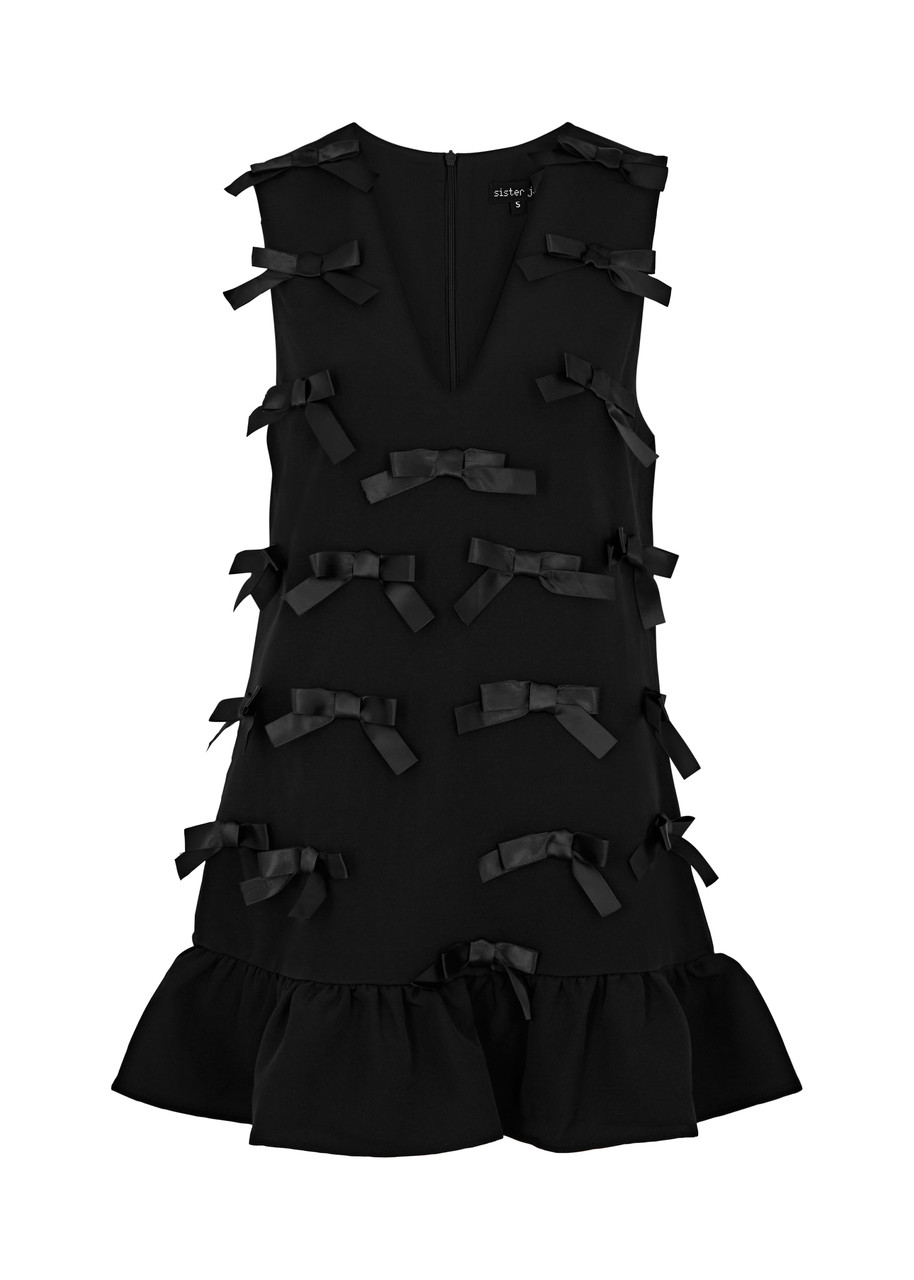 Sister Jane Bloom Bow-embellished Mini Dress - Black
