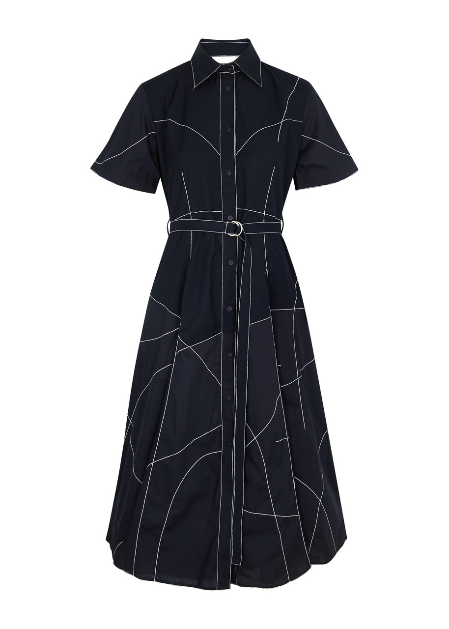 Lovebirds Belted Midi Dress - Navy