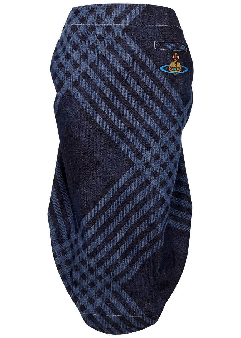 Vivienne Westwood Tartan Stretch-denim Midi Skirt - Blue - W