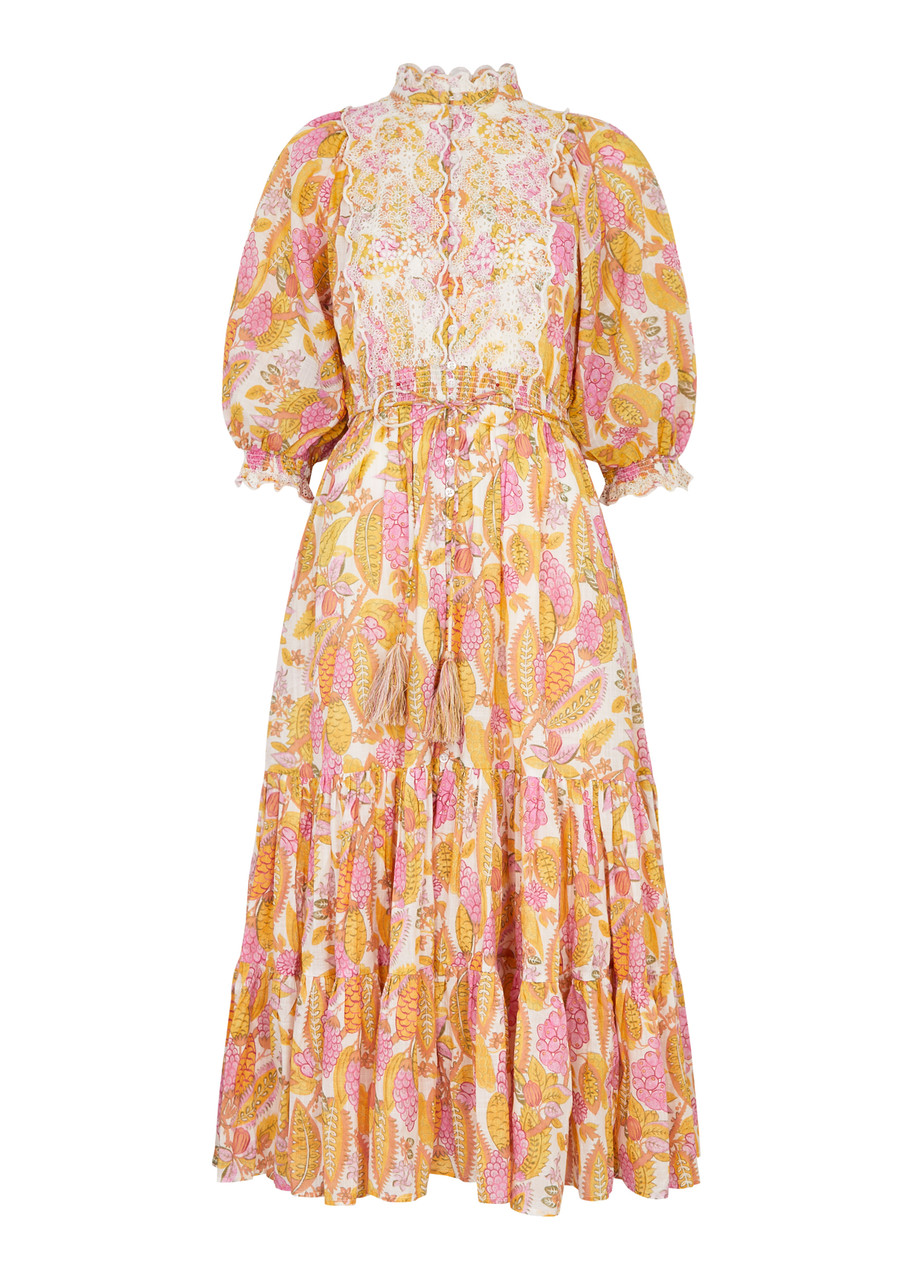Bytimo Printed Cotton Midi Dress - Yellow
