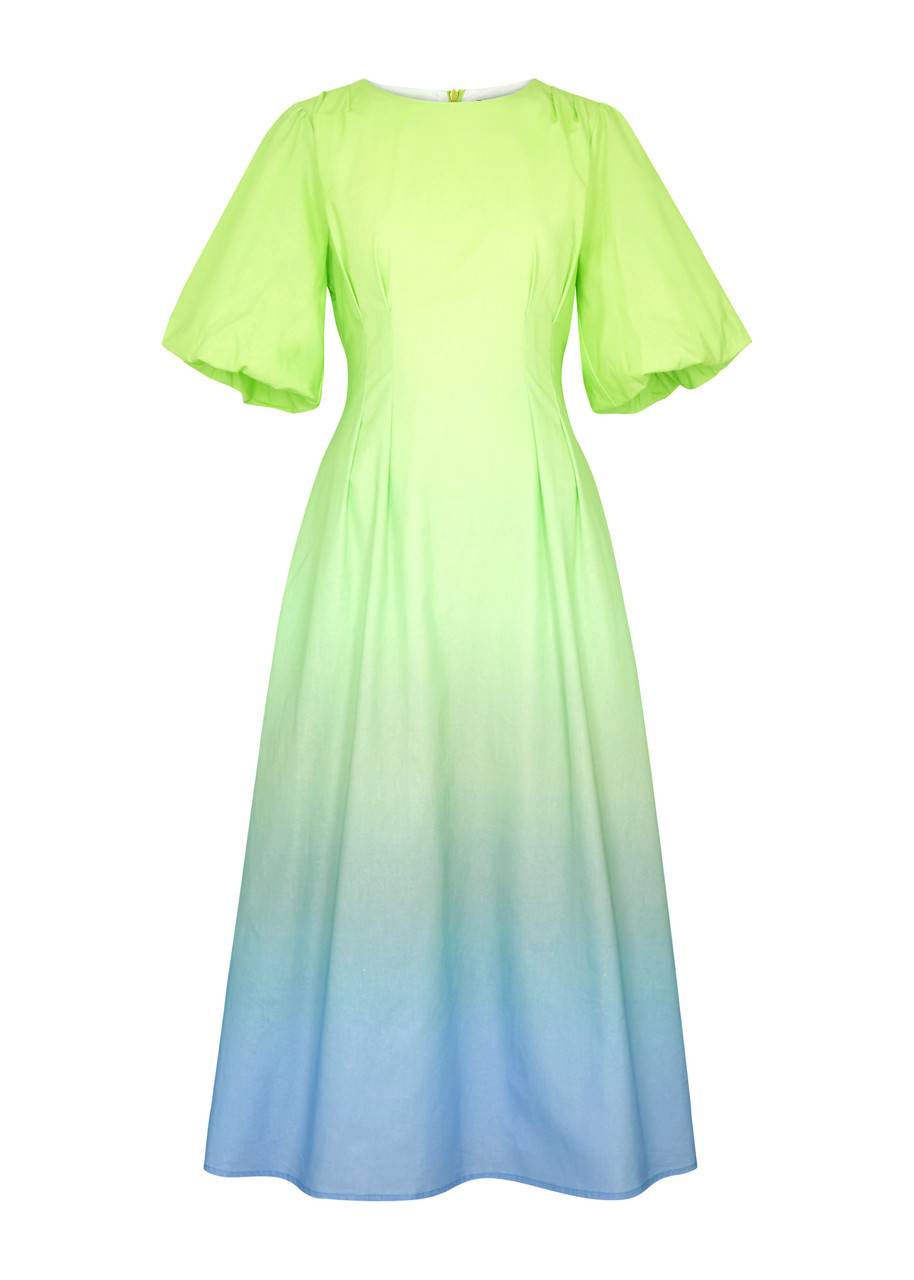 Olivia Rubin Lorena Ombr Cotton Midi Dress - Green