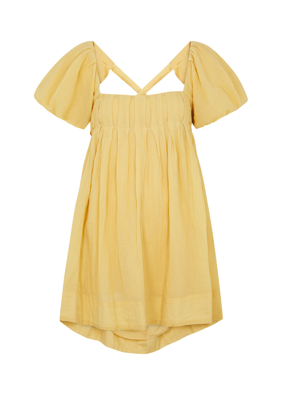 Free People Marina Cotton-gauze Mini Dress - Gold - M - M