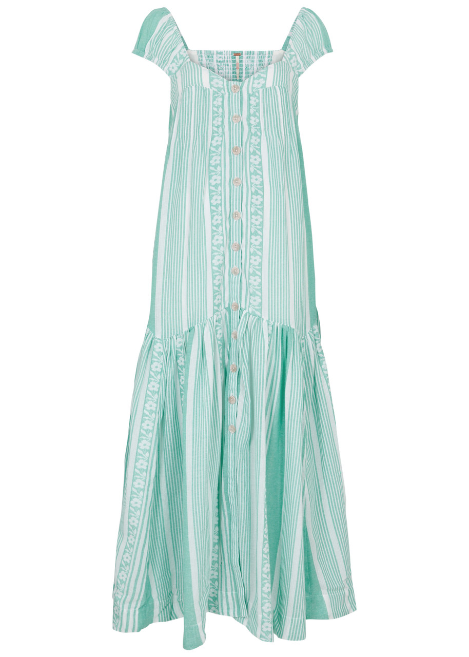 Free People Mabel Striped Cotton Maxi Dress - Green