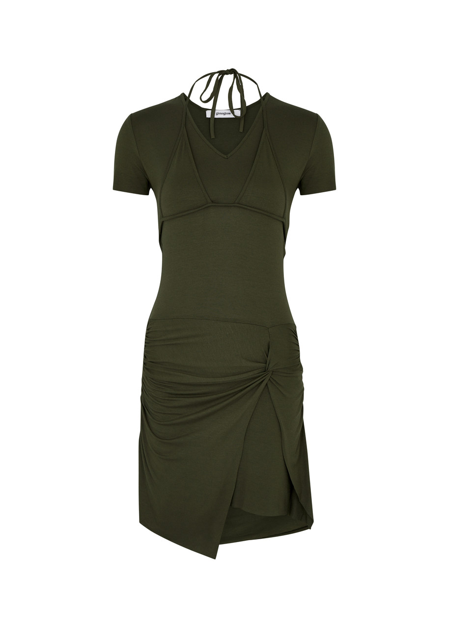 Gimaguas Julia Layered Stretch-jersey Mini Dress - Khaki - S - S