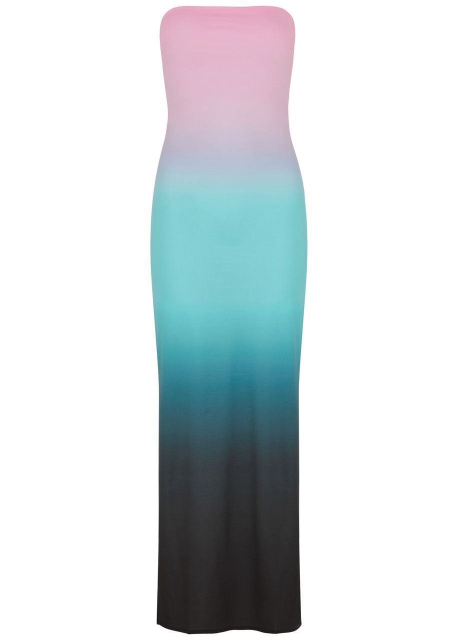 Gimaguas Lea Dgrad Jersey Maxi Dress - Strapless, Side Splits, Designer Evening Dress, Pink - L - L L