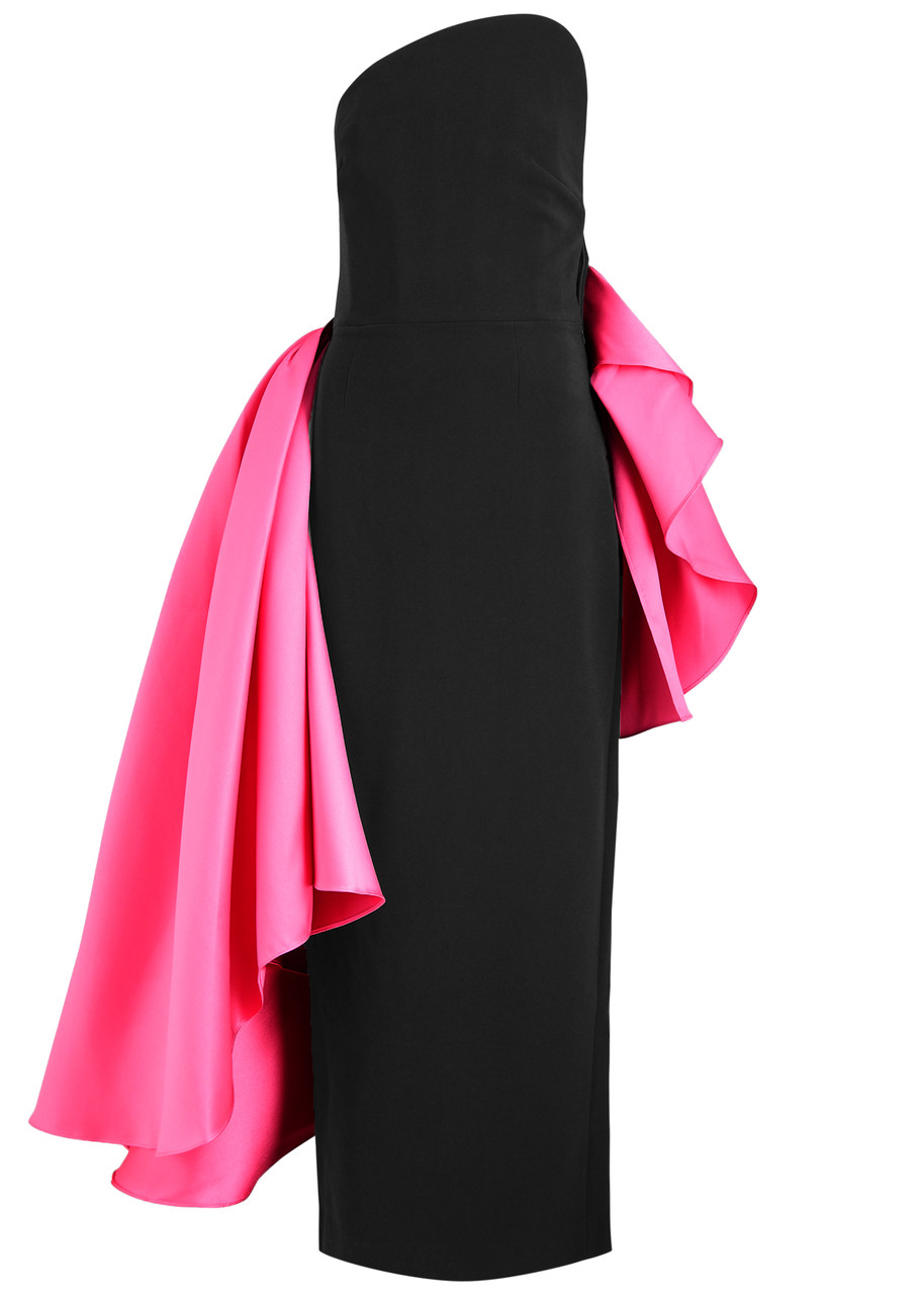 Solace London Nala Draped Strapless Maxi Dress - Black - S