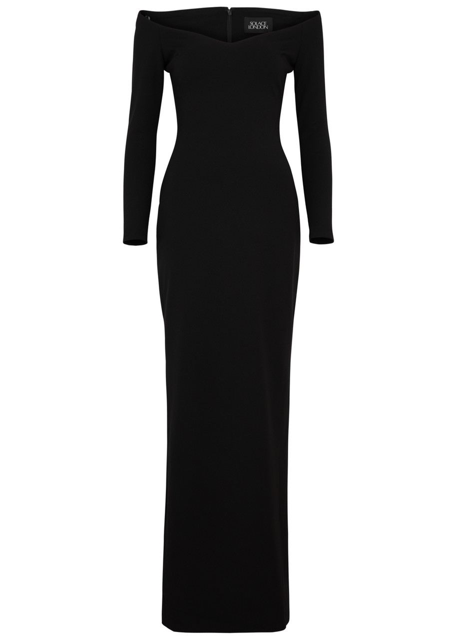 Solace London Tara Crepe Maxi Dress - Black - S