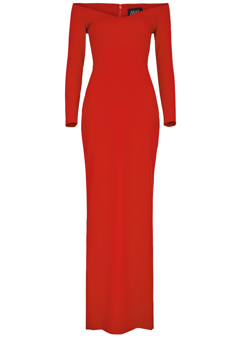Solace London Tara Crepe Maxi Dress - Red -
