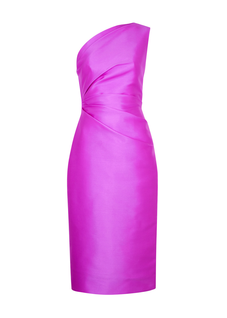 Solace London Orla One-shoulder Satin Midi Dress - Pink -
