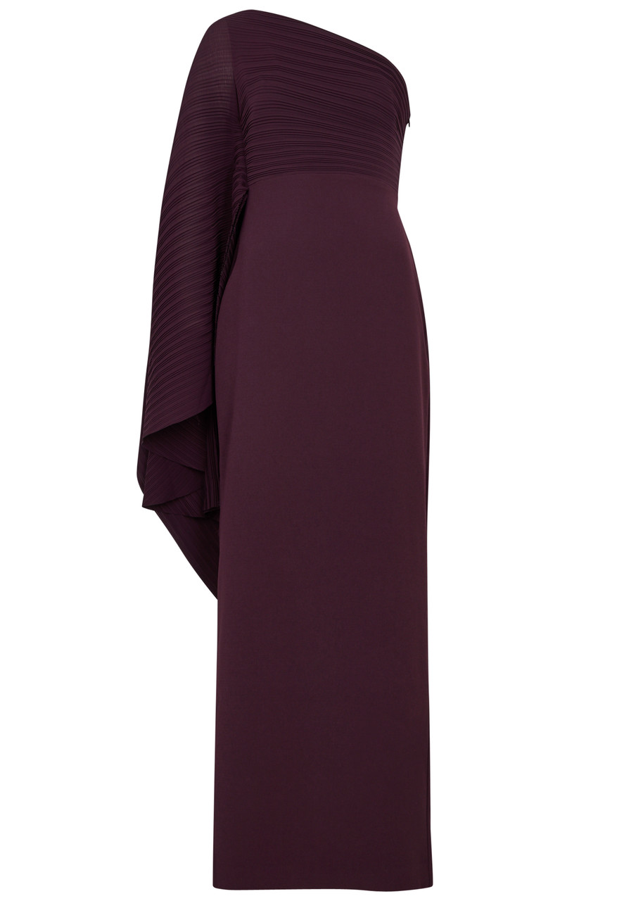 Solace London Lillia One-shoulder Maxi Dress - Plum - L