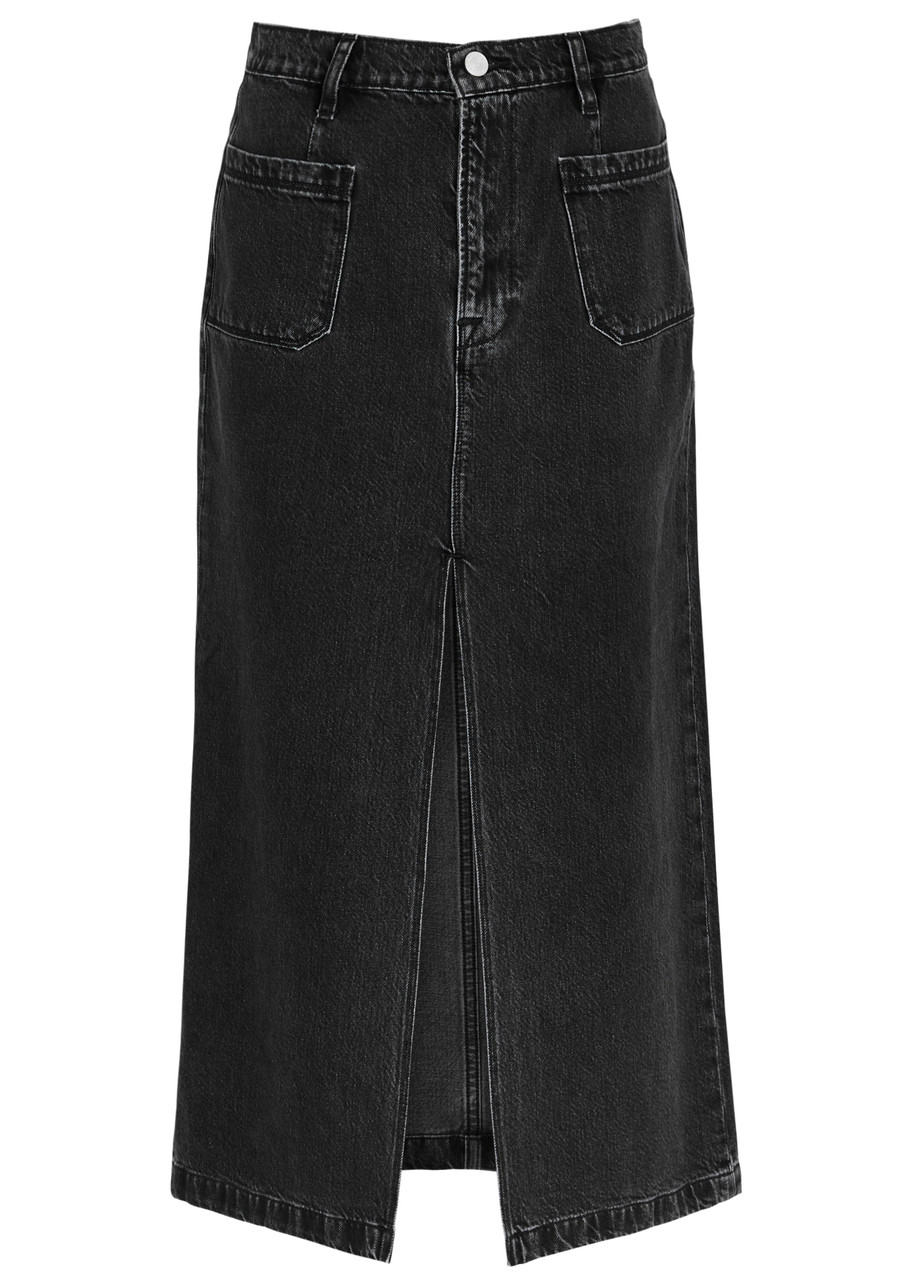 Frame Le Bardot Denim Midi Skirt - Black - W x