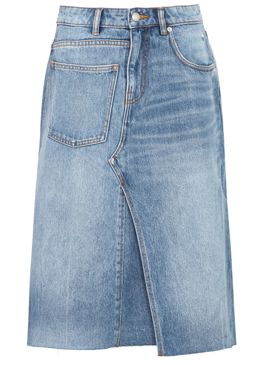 Tory Burch Deconstructed Denim Midi Skirt - M