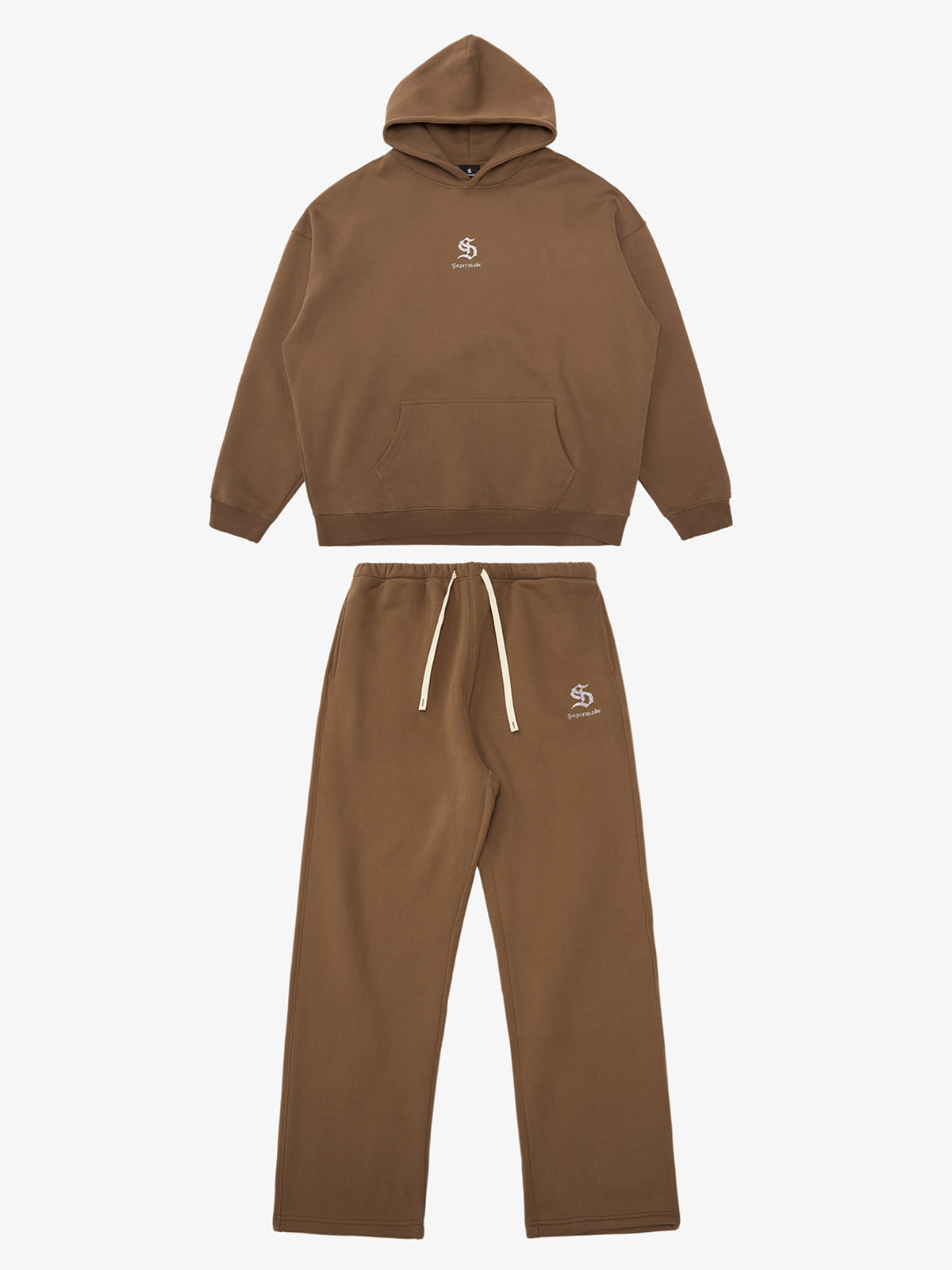 Retro Gothic Cloud Hoodie Set - Dark Brown L Set