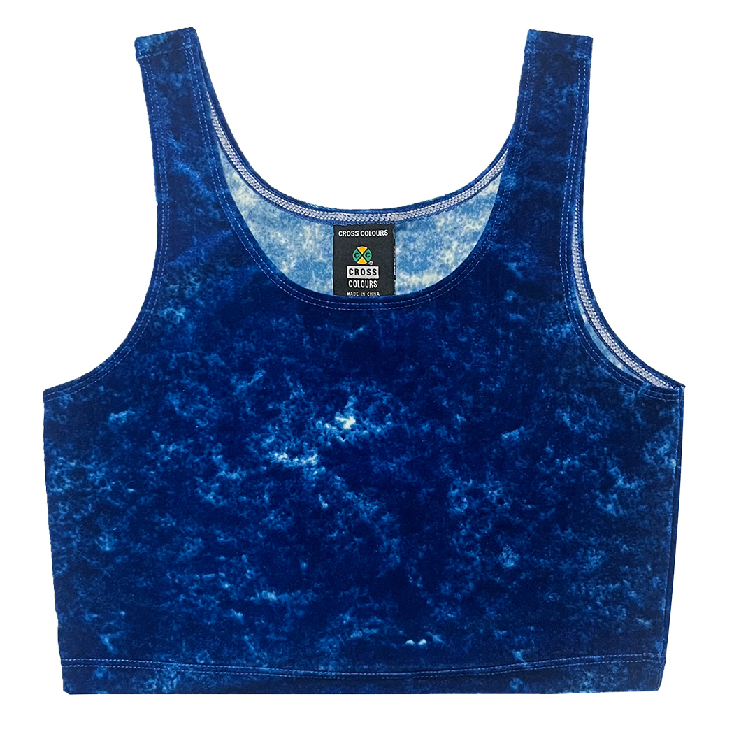 Cross Colours Mineral Wash Velour Crop Tank Top