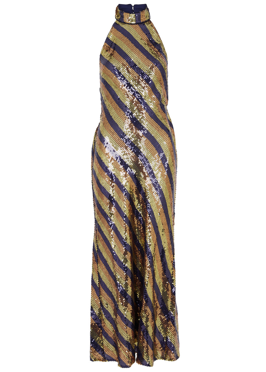 Rixo Pearl Sequin Maxi Dress - Copper - S