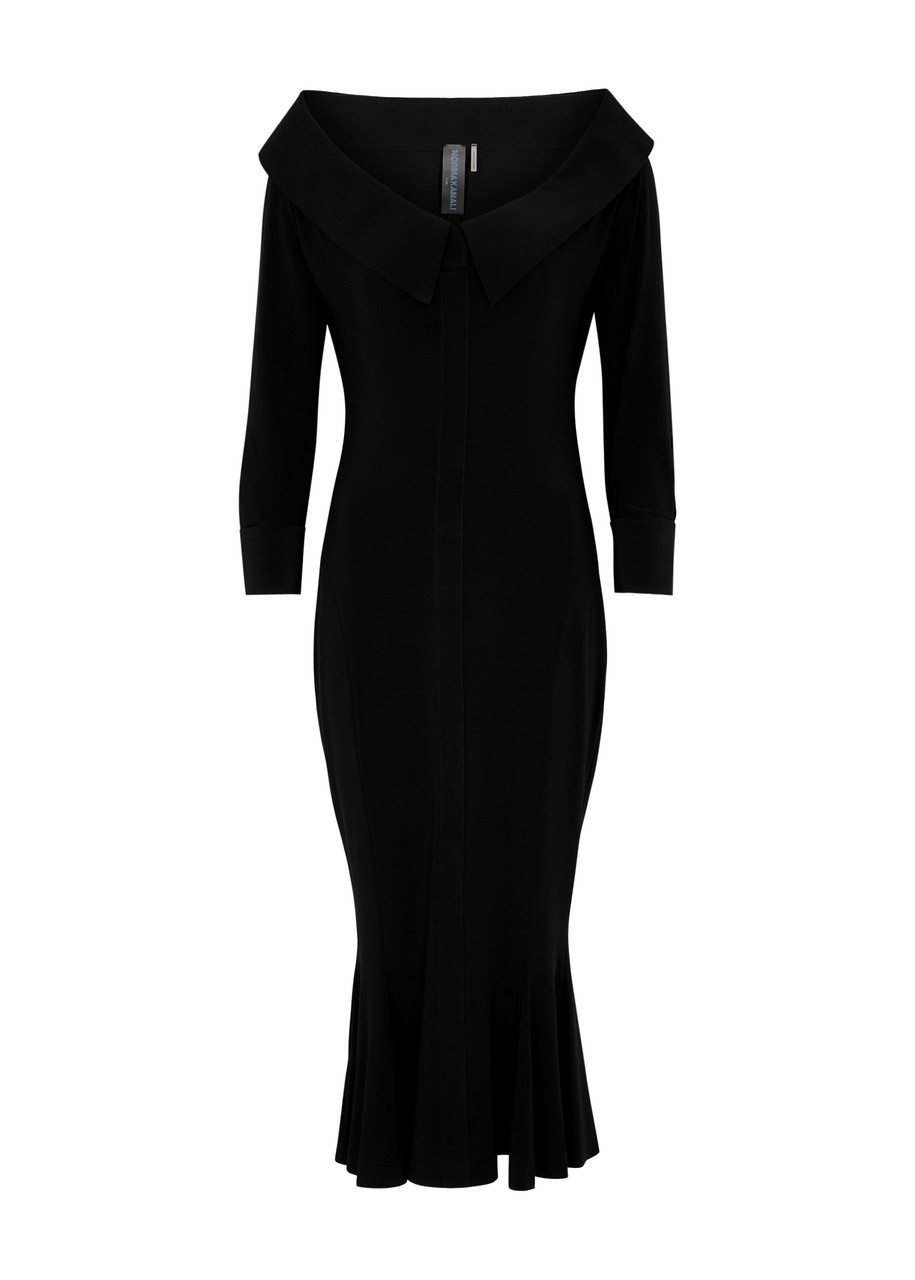 Norma Kamali Off-the-shoulder Jersey Midi Dress - Black - S - S