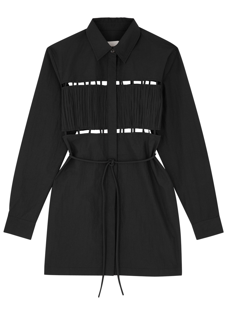 Nanushka Genea Cut-out Poplin Mini Shirt Dress - Black - L L