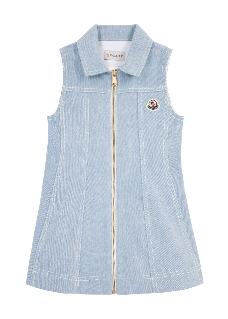 Moncler Kids Logo Denim Dress - - Blue - A