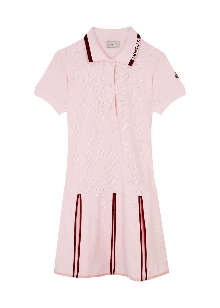 Moncler Kids Logo Piqu Cotton Dress - - Pink Light - A