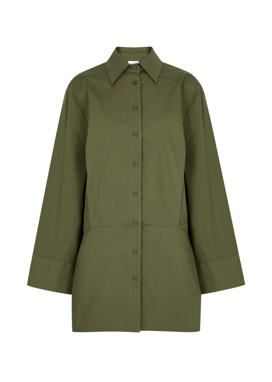 Aexae Cotton-poplin Mini Shirt Dress - Green - M M