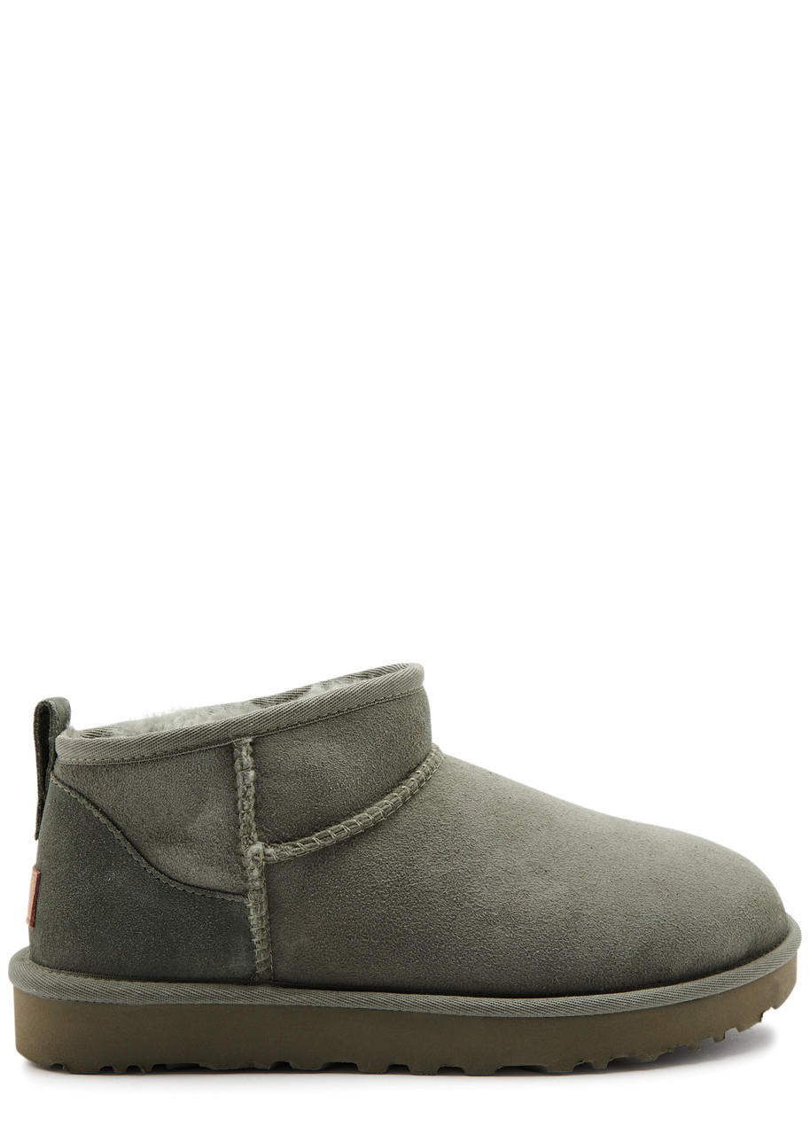 UGG Classic Women's Designer Ultra Mini Green Suede Ankle Boots - IT