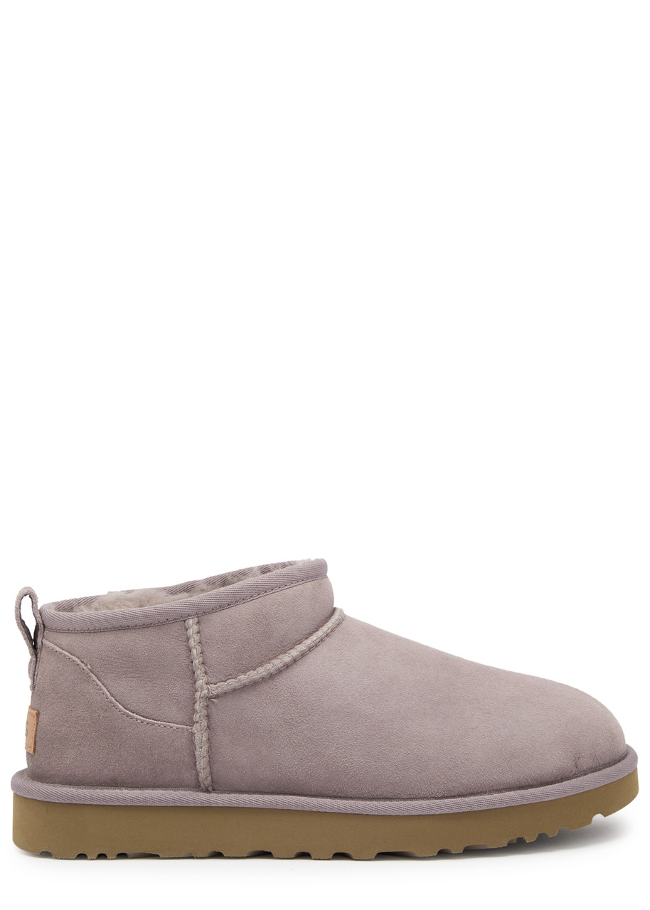 UGG Classic Women's Designer Ultra Mini Lilac Suede Ankle Boots - IT