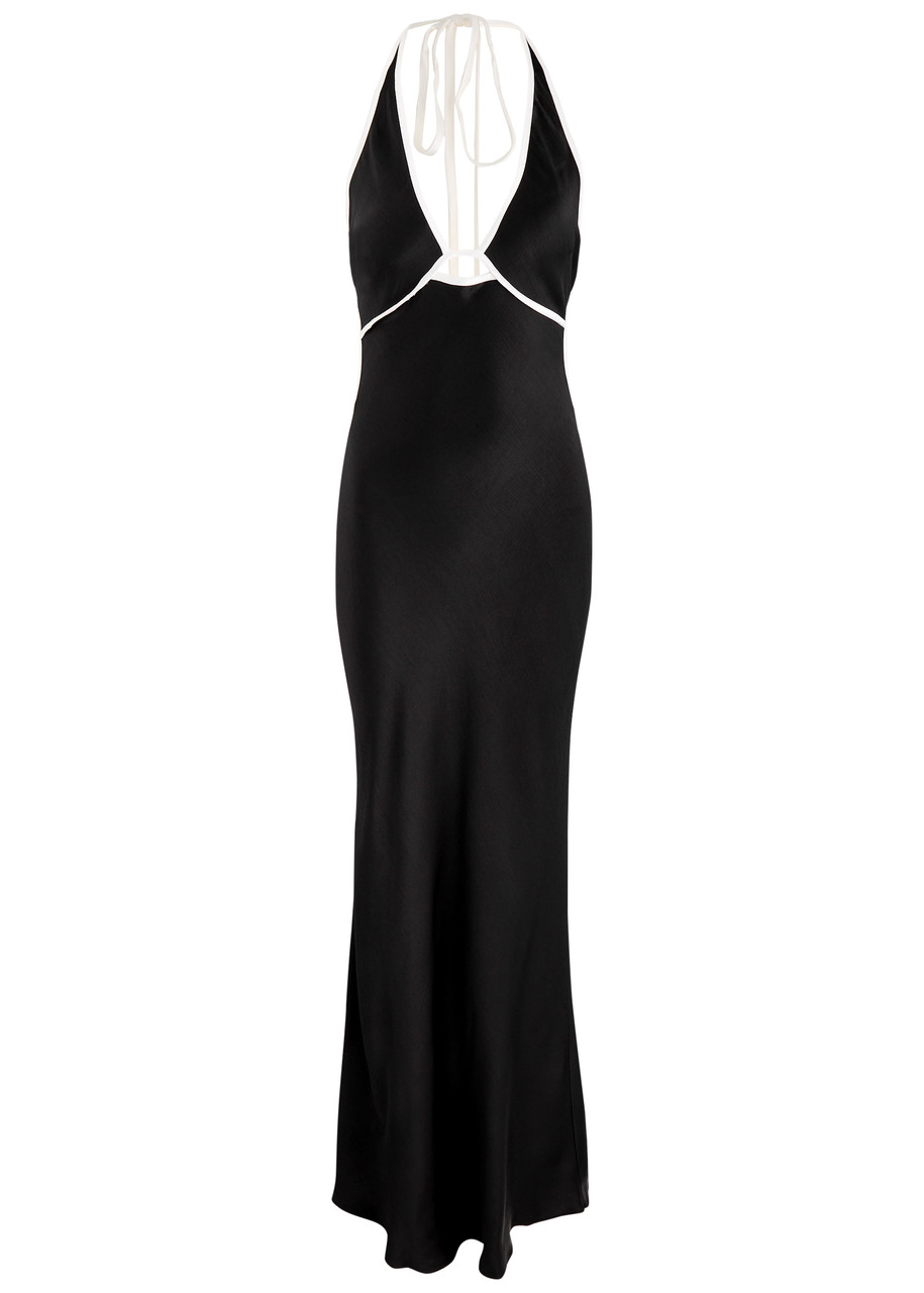 Bec & Bridge Zariah Halterneck Satin Maxi Dress - Black - S