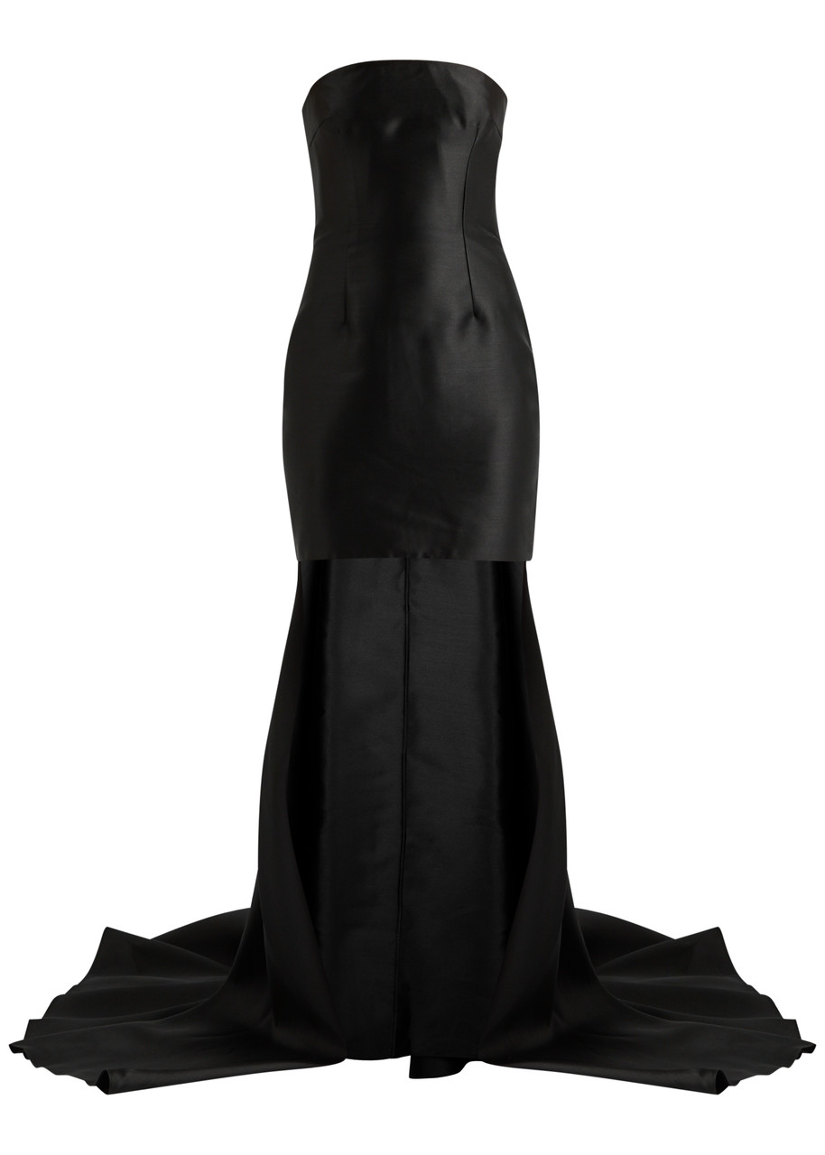 Solace London Neva Strapless Satin Mini Dress - Black - L