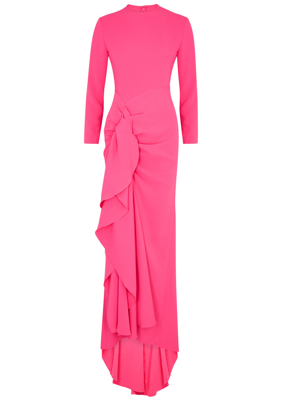 Solace London Nia Ruffled Maxi Dress - Bright Pink - S