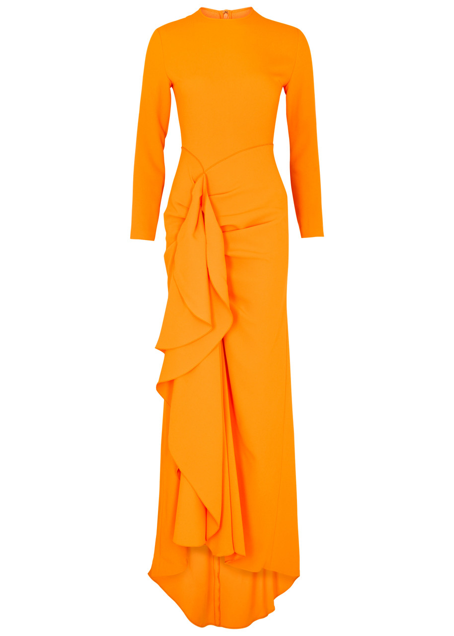 Solace London Nia Ruffled Maxi Dress - Orange - M