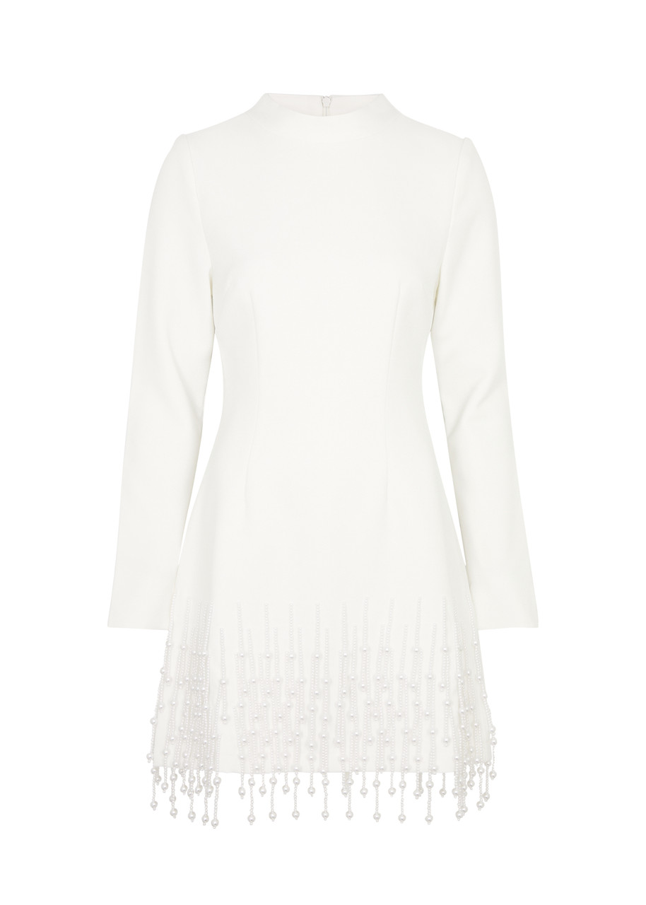 Odd Muse Ultimate Muse Embellished Mini Dress - Stretch-crepe Dress, Designer Mini Dress, High-neck, White - - L