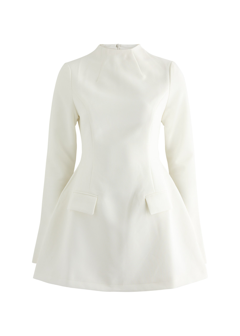 Odd Muse Ultimate Muse Mini Dress - Mock Neck, White - S - S
