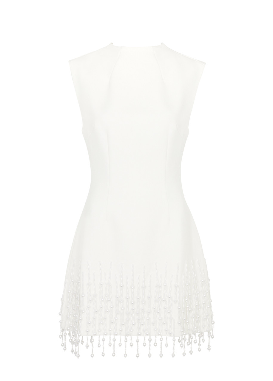Odd Muse Ultimate Muse Embellished Stretch-crepe Mini Dress - Extra Wide Square Neck, White - M - L