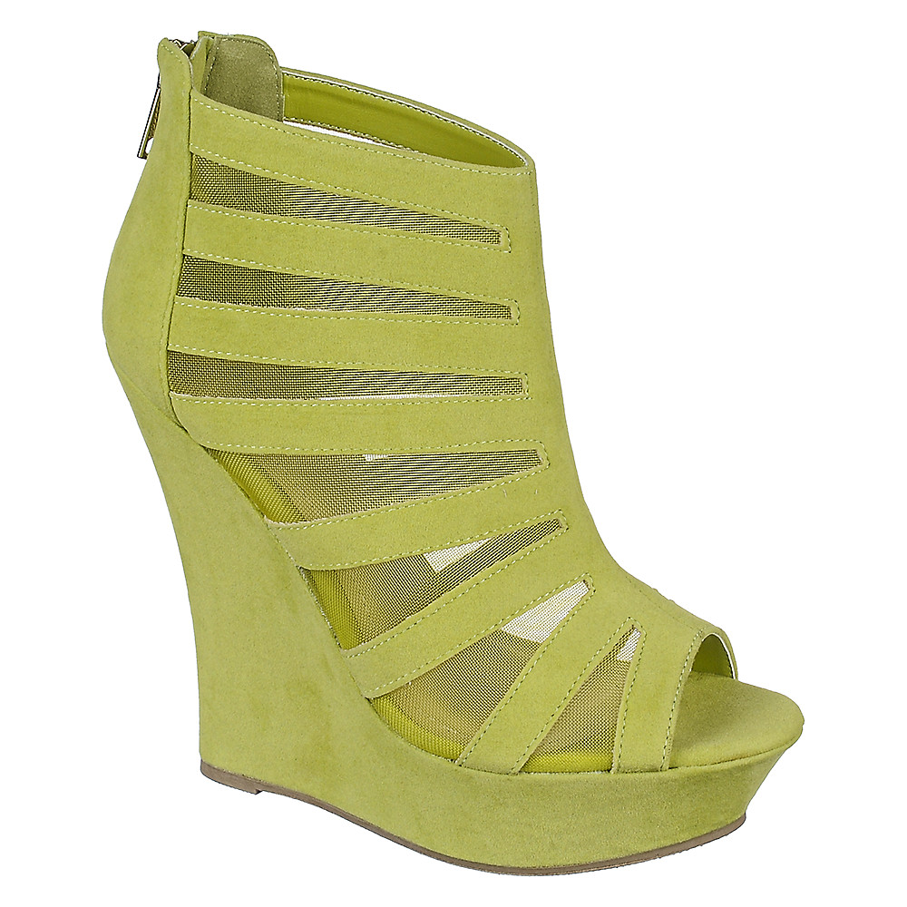Women High Heel Wedge Dress Shoe Dreamer- Lime Green Boots Lime Green