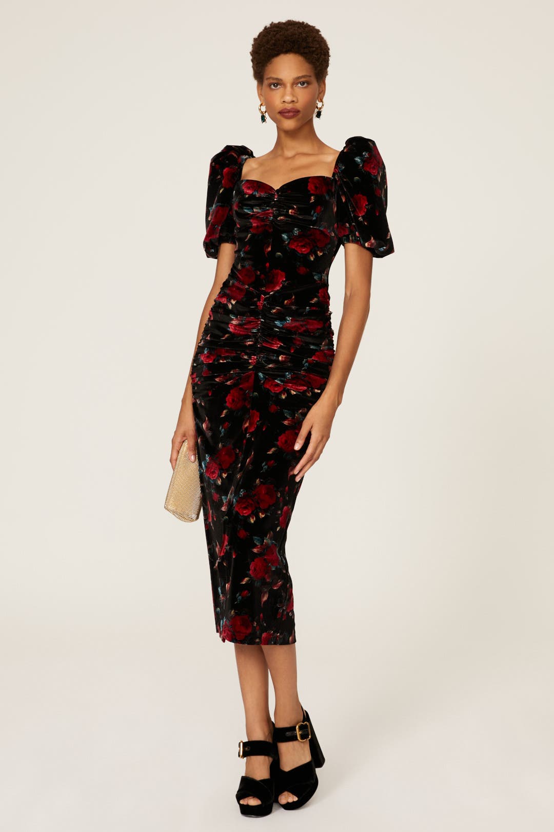 Autumn Adeigbo Rowenna Floral Velvet Dress Multicolored-black-print