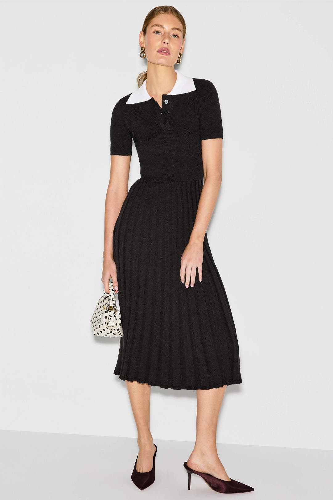 Alexia Admor Black Collared Knit Dress Black-white